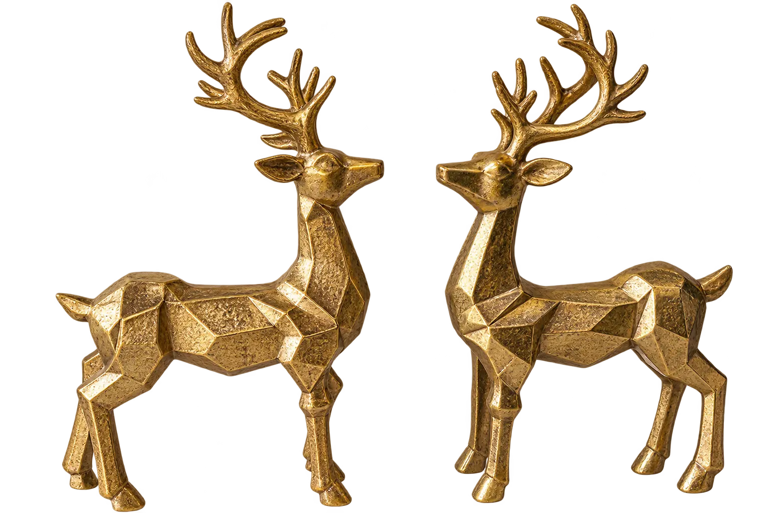 Golden Geometric Deer Figurines